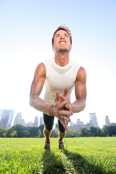 Clap push ups fitness man in Central Park New York